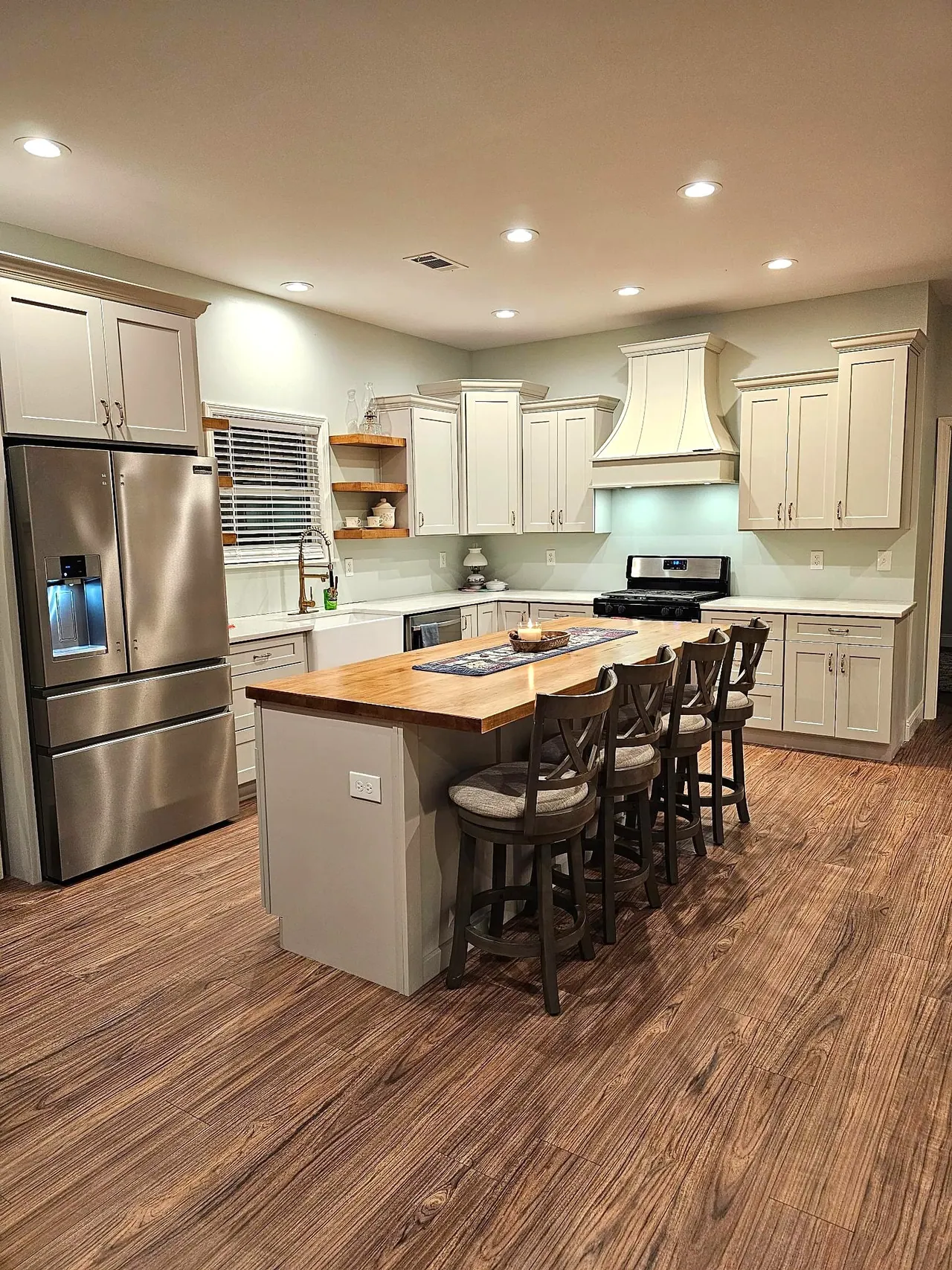 Farmhouse kitchen with island seating
