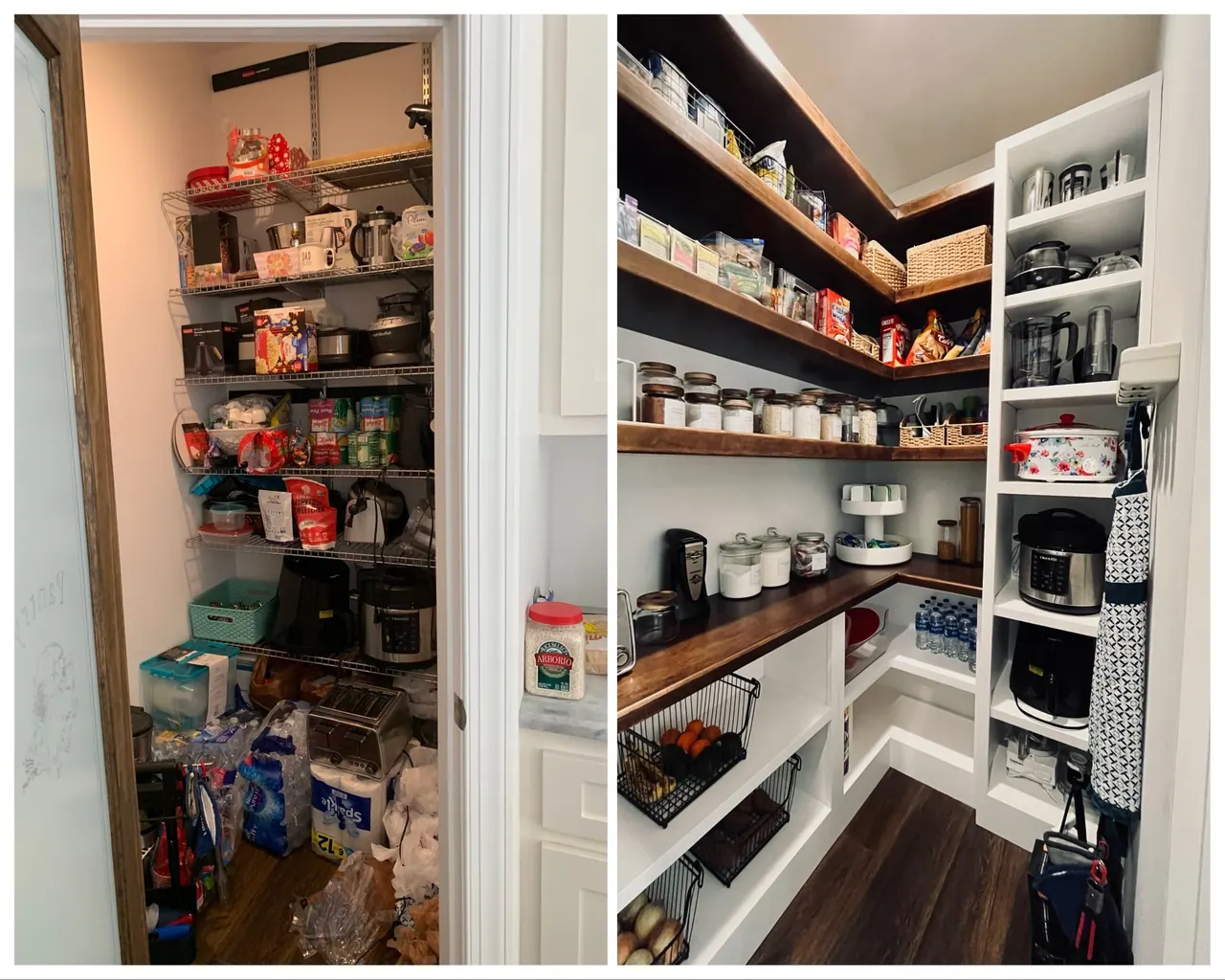 Walk-in pantry with open shelving