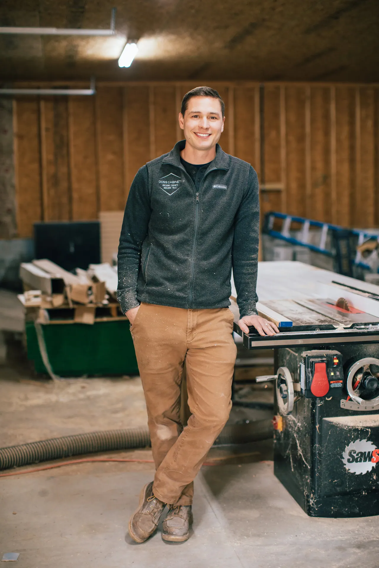 Clayton Doss, owner of Doss Cabinets, in the Riddleton cabinet shop